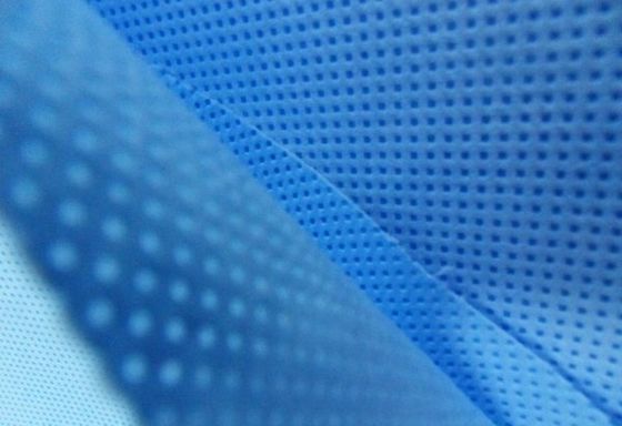 Suministro de fábrica SMS no tejido blanco azul para bata médica, sábana no tejida, tela no tejida