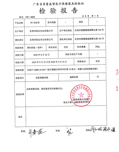 CHINA Dong Guan Hendar Cloth Co., Ltd certificaciones
